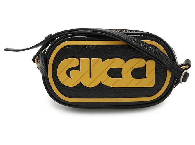 Borsa a spalla Pochette Game Patch GUCCI Nero Giallo - view 2