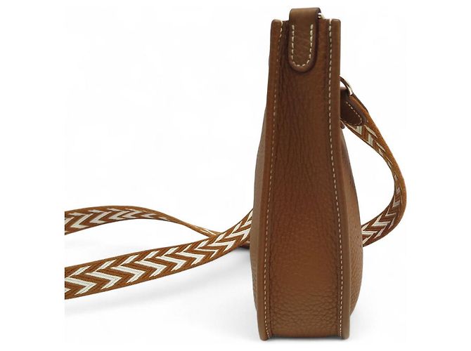 Hermès NUOVA BORSA HERMES EVELYNE AMAZONE 16 PELLE CLEMENCE ORO CINGHIA ZIG ZAG Marrone - vista 3