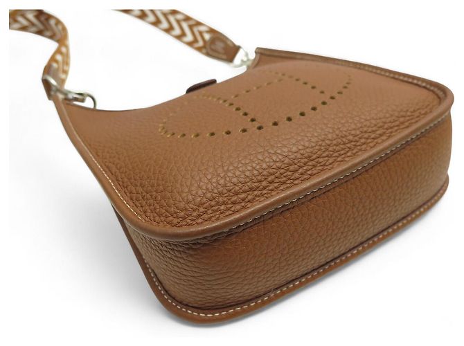 Hermès NUOVA BORSA HERMES EVELYNE AMAZONE 16 PELLE CLEMENCE ORO CINGHIA ZIG ZAG Marrone - vista 5
