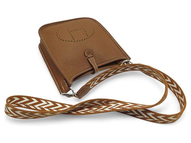 Hermès NUOVA BORSA HERMES EVELYNE AMAZONE 16 PELLE CLEMENCE ORO CINGHIA ZIG ZAG Marrone - vista 6