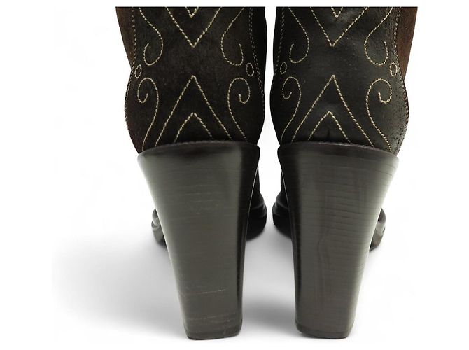 NUEVAS BOTAS ALTAS LOUIS VUITTON BETH 39.5 LOGO LV BOTAS MARRONES Castaño - vista 5