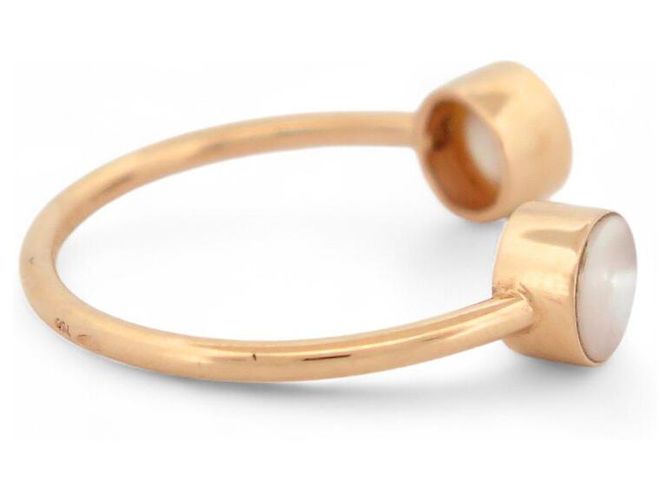 NEUER GINETTE NY TOI ET MOI RING T54 CABOCHON MUTTERPERLE 18K GELBGOLD Golden - Ansicht 5