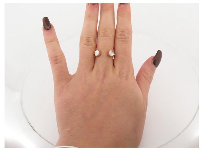 NEUER GINETTE NY TOI ET MOI RING T54 CABOCHON MUTTERPERLE 18K GELBGOLD Golden - Ansicht 8