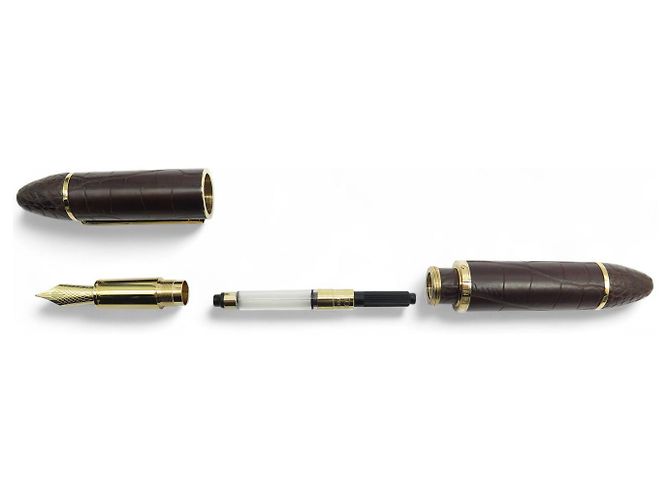 NUEVA PLUMA LOUIS VUITTON CARGO DE CUERO DE COCODRILO Castaño - vista 11