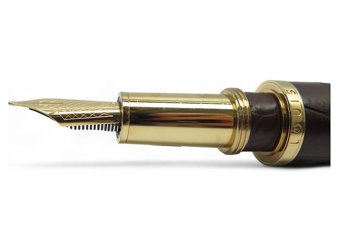 NUEVA PLUMA LOUIS VUITTON CARGO DE CUERO DE COCODRILO Castaño - vista 2