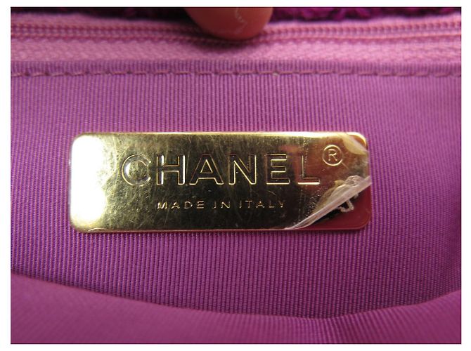 NUOVA BORSA A MANO CHANEL AS0974 TWEED LOGO GIGANTE RETTANGOLARE VIOLA - vista 13