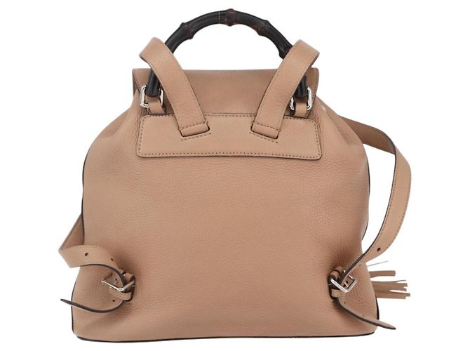 Bamboo Zaino in pelle vintage Gucci con bambù Beige - vista 2