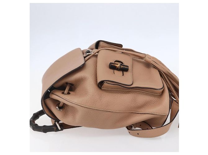 Bamboo Zaino in pelle vintage Gucci con bambù Beige - vista 3