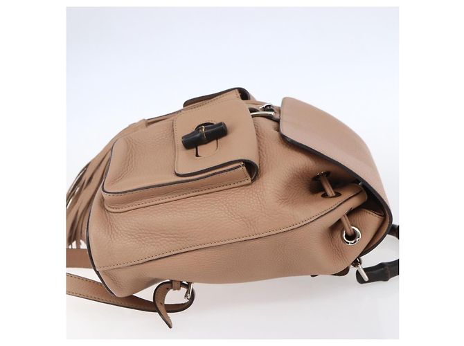 Bamboo Zaino in pelle vintage Gucci con bambù Beige - vista 4