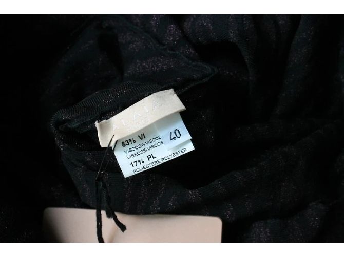 Vestido longo preto Alaïa com padrões de zebra brilhantes tamanho S (IT 40 / FR 36) - vista 7