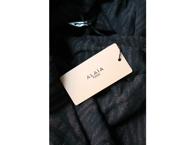 Vestido longo preto Alaïa com padrões de zebra brilhantes tamanho S (IT 40 / FR 36) - vista 8