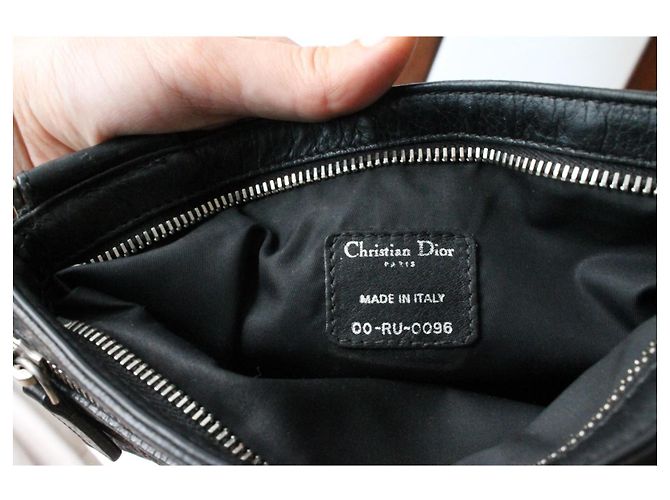 Borsa a spalla Dior in tela e pelle marrone e nera Nero - vista 10