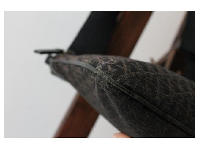 Borsa a spalla Dior in tela e pelle marrone e nera Nero - vista 6