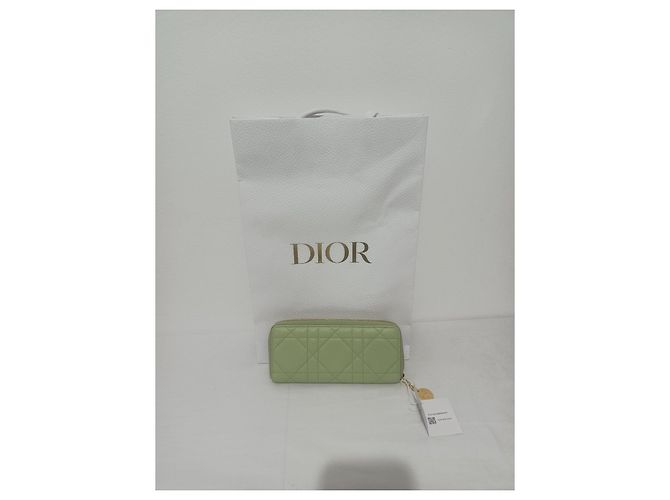 Dior Cannage Lammleder Geldbörse Hellgrün - Ansicht 6