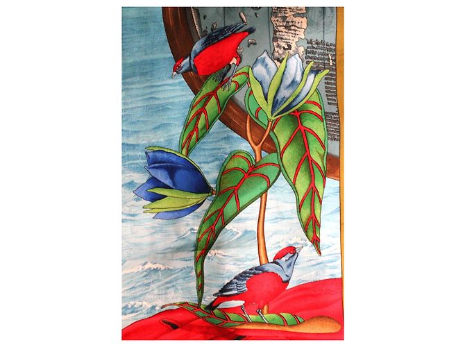 Foulard in seta Hermès Christophe Colomb verde Multicolore - vista 13