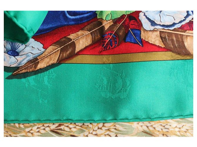 Foulard in seta Hermès Christophe Colomb verde Multicolore - vista 16