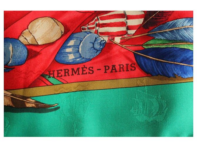 Foulard in seta Hermès Christophe Colomb verde Multicolore - vista 9