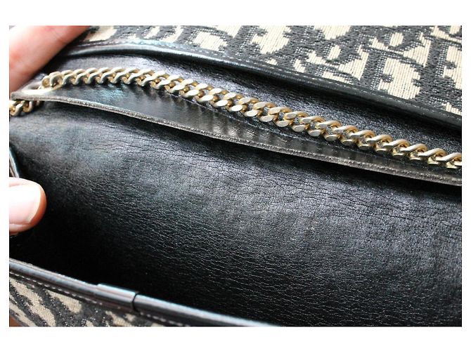 Borsa a mano Dior oblique in tela e pelle Blu navy - vista 10