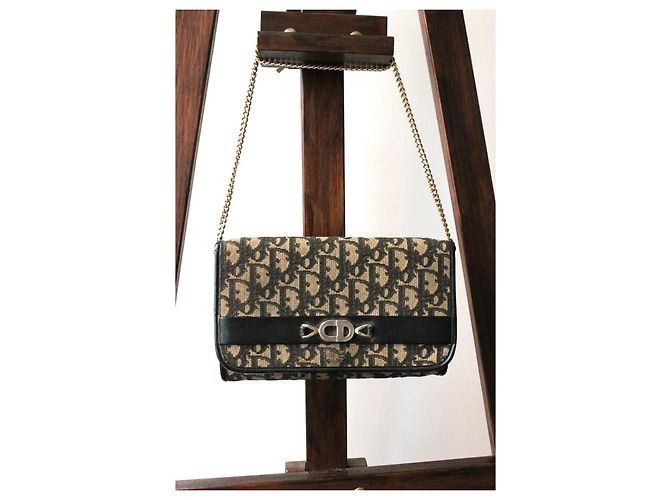 Borsa a mano Dior oblique in tela e pelle Blu navy - vista 2