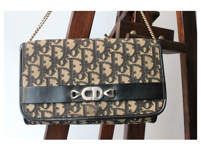 Borsa a mano Dior oblique in tela e pelle Blu navy - vista 4