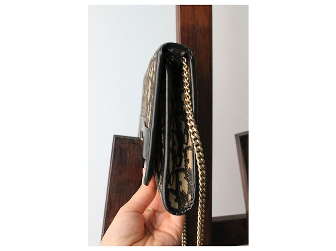 Borsa a mano Dior oblique in tela e pelle Blu navy - vista 5