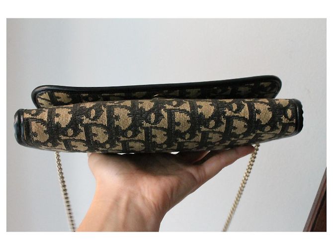Borsa a mano Dior oblique in tela e pelle Blu navy - vista 7