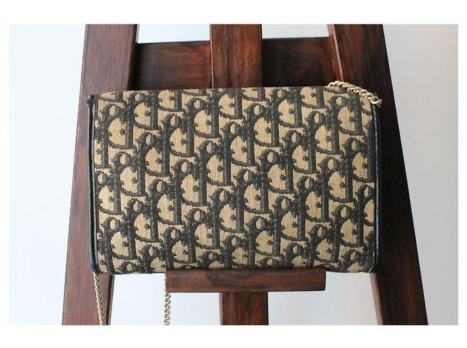 Borsa a mano Dior oblique in tela e pelle Blu navy - vista 8