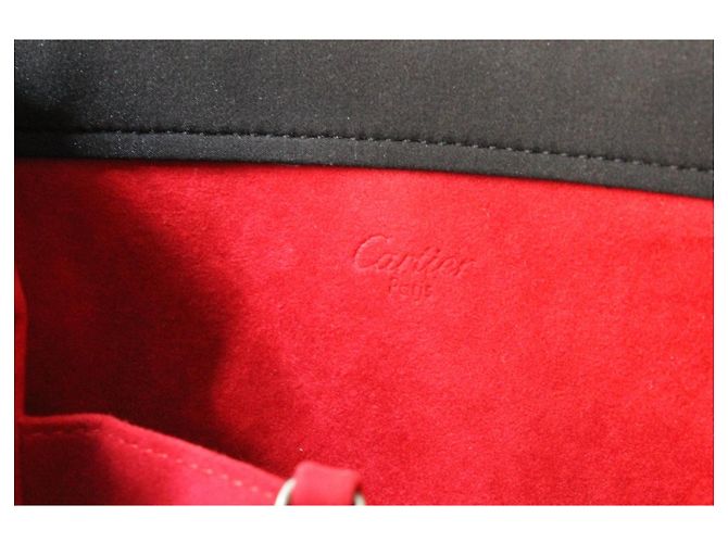 Borsa modello Trinity di Cartier in tessuto nero e pelle rossa - vista 4