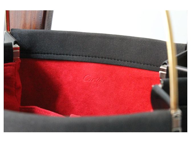 Borsa modello Trinity di Cartier in tessuto nero e pelle rossa - vista 5