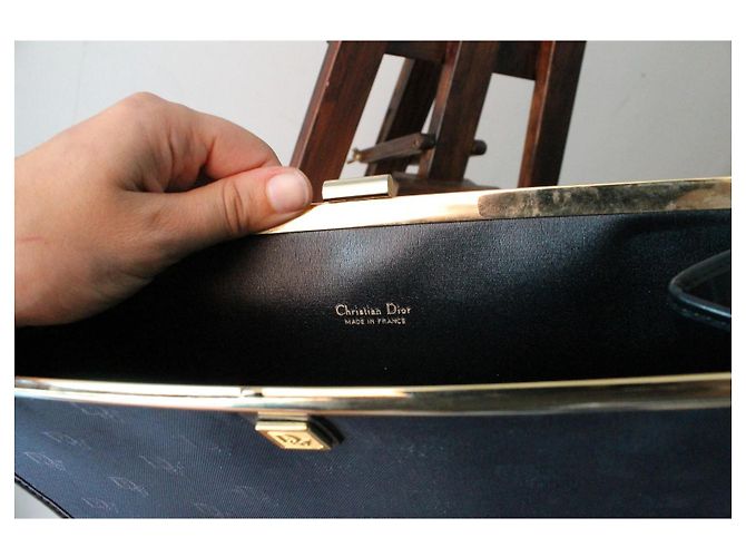 Pochette Dior in tessuto blu navy con logo obliquo Dior - vista 7