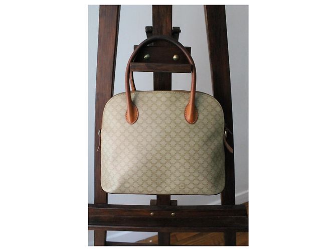 Triomphe Borsa Céline modello Macadam logo trionfo beige - vista 2