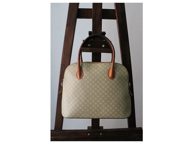 Triomphe Borsa Céline modello Macadam logo trionfo beige - vista 4