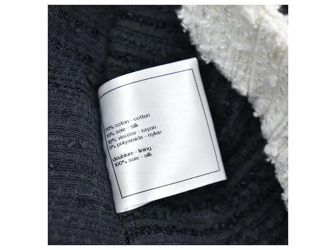 Completo Chanel Abito e Giacca in Tweed Nero e Blu Navy - vista 13