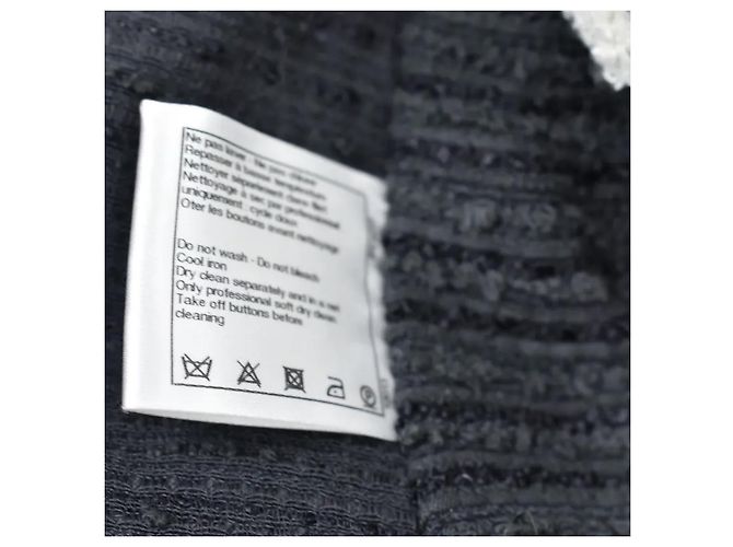 Completo Chanel Abito e Giacca in Tweed Nero e Blu Navy - vista 14