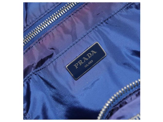 Prada Floreal Tote Printed Tessuto Large Blue - view 6