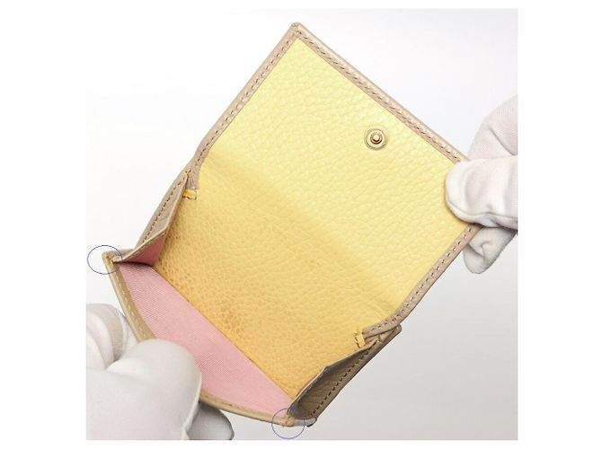 Gucci Double G Tri-Fold Compact Wallet Beige Gelb - Ansicht 4