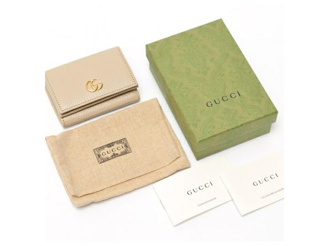 Gucci Double G Tri-Fold Compact Wallet Beige Gelb - Ansicht 7