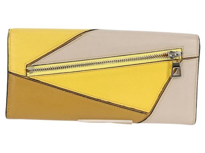 Cartera Zip Puzzle Loewe de Cuero Compacta Amarillo - vista 2