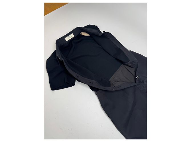 Abito vintage in cotone e pelle Courreges 36/S nero Grigio antracite - vista 11