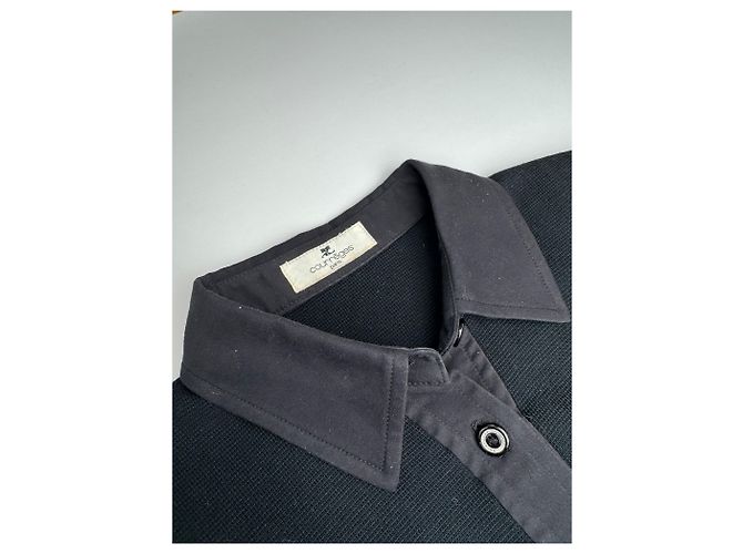 Abito vintage in cotone e pelle Courreges 36/S nero Grigio antracite - vista 6