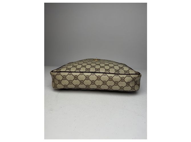 Clutch in pelle monogramma Ophidia vintage Gucci grigio marrone - vista 12