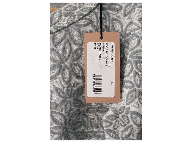 Alaïa weißes Kleid mit grauen Blumenmustern, neu mit Etikett, Größe 38 - Ansicht 7