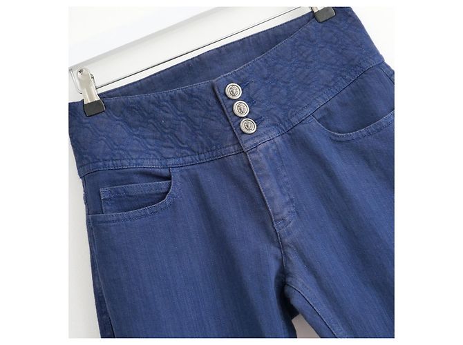 Jeans de cintura alta acolchoados Chanel Primavera 2010 Azul - vista 2
