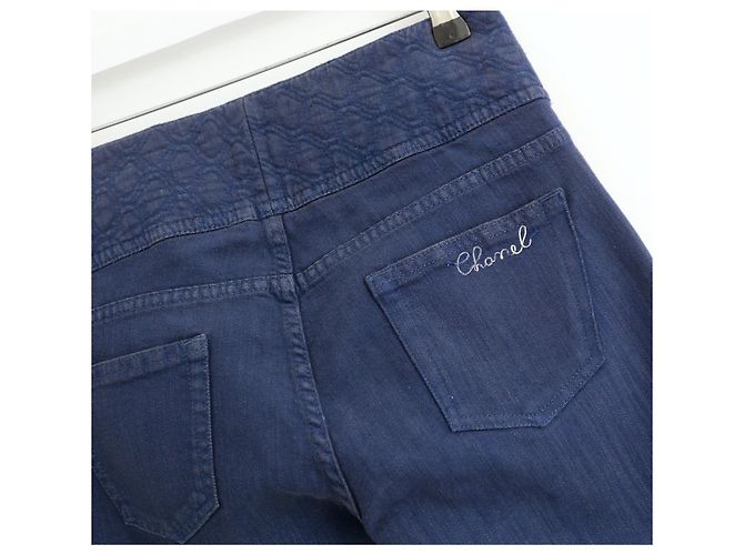 Jeans de cintura alta acolchoados Chanel Primavera 2010 Azul - vista 3