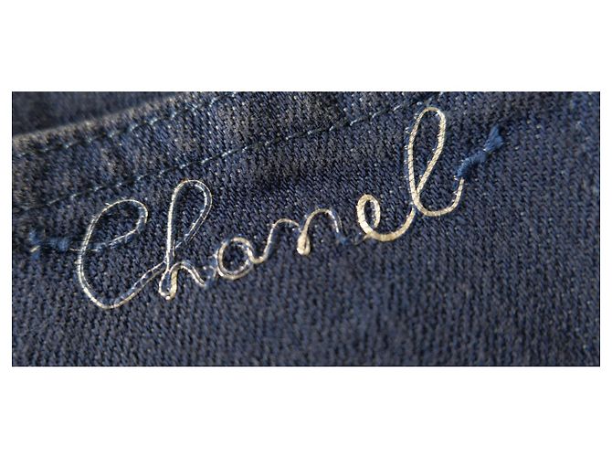 Jeans de cintura alta acolchoados Chanel Primavera 2010 Azul - vista 5