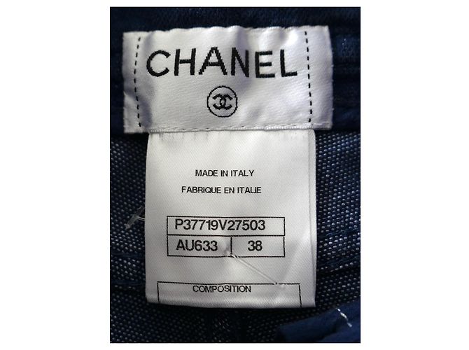Jeans de cintura alta acolchoados Chanel Primavera 2010 Azul - vista 7