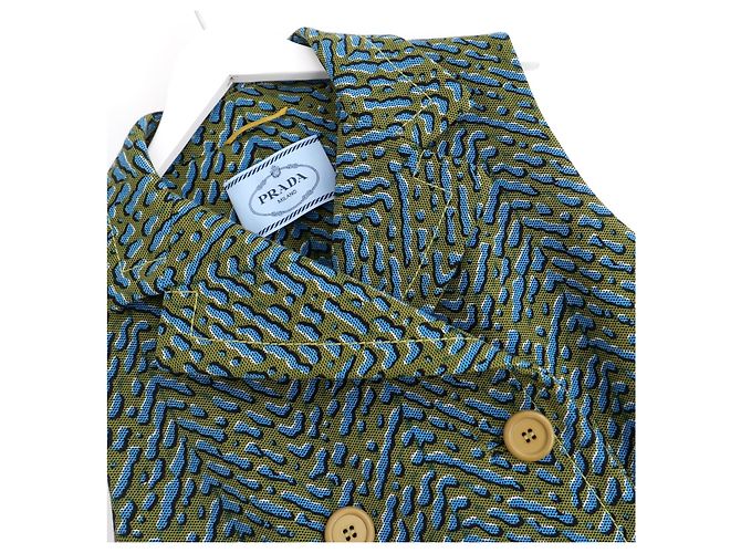 Prada Fall 2015 Droplet Print Sleeveless Jacket Blue Green - view 4
