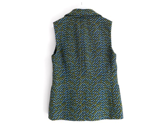 Prada Fall 2015 Droplet Print Sleeveless Jacket Blue Green - view 5