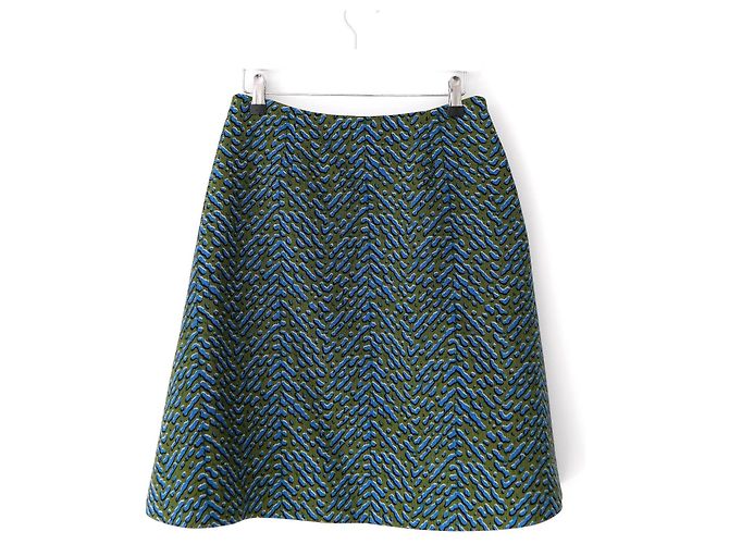 Falda acampanada con estampado de gota de agua Prada Otoño 2015 Azul Verde - vista 2