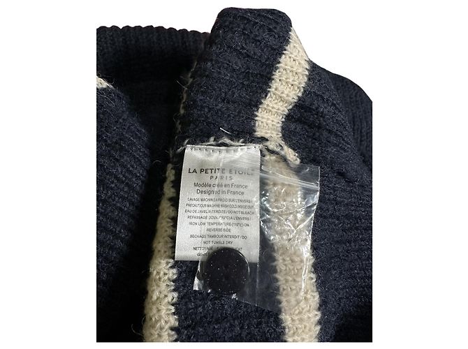 La petite française Pullover Der Kleine Stern Gestreift Blau Weiß Wolle Mohair - Ansicht 6